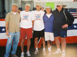 Image of the 2005 Honoree - Chris Hogan with Meet Directors Ted Chwazik, Steve Roefaro, and Sam Paniccia, and Bill Delude