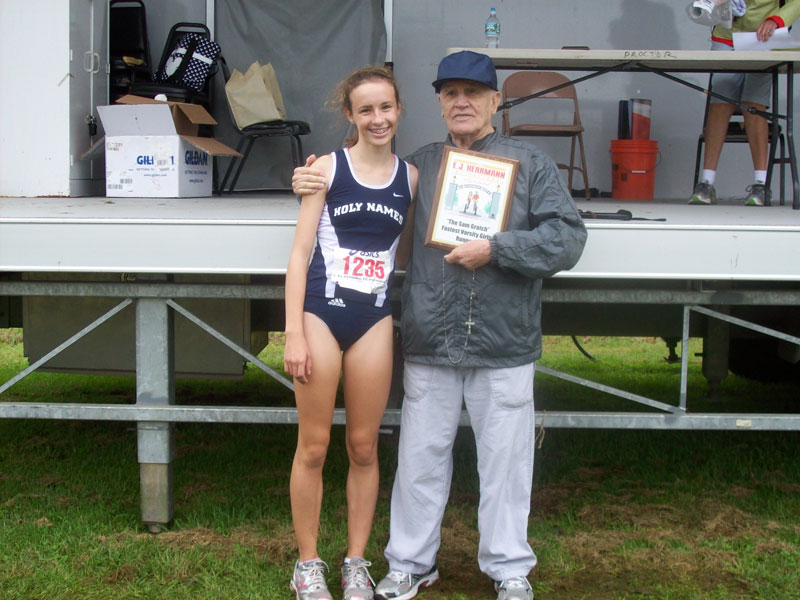 Image of the Sam Gratch Award award winner Leah Triller from The Academy of the Holy Names, presented by Mr. Sam Gratch