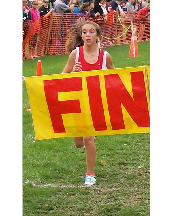 Image of the Utica Police and Fire Fighters Memorial Girls JV race winner Lexi Sciotino from Niskayuna