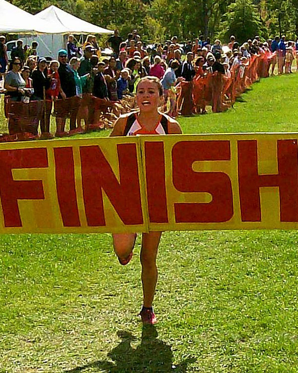 Image of the Monsignor Francis J. Willenburg Girls Modified race winner Gianna Capoccia from Rome Free Academy